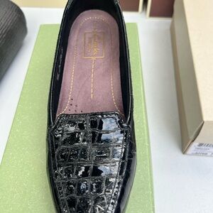 Clarks Black Croc-Patterned Flats